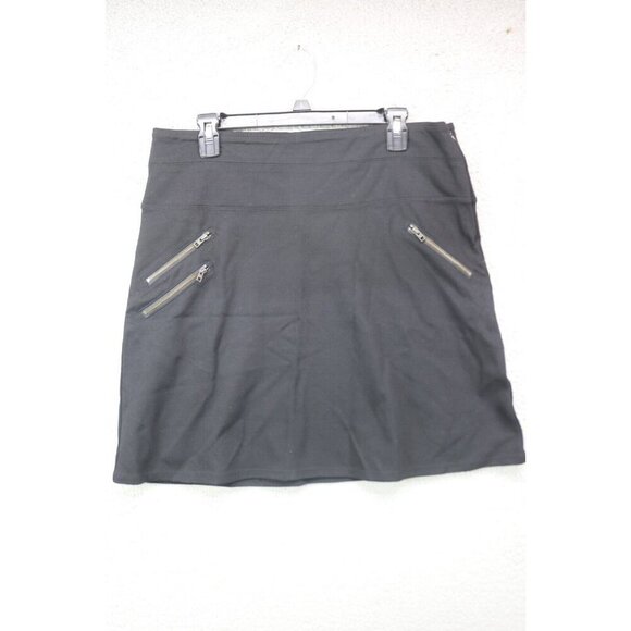 Athleta Black Skirt-Size 12-Zippers-Side Zip - Picture 1 of 8